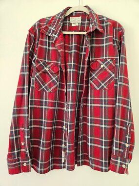 Lucky You Button-Down Plaid Shirt Men's Size L